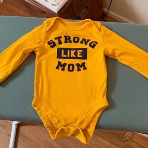 Old Navy Yellow "Strong Like Mom" Long-Sleeve Baby One-Piece
